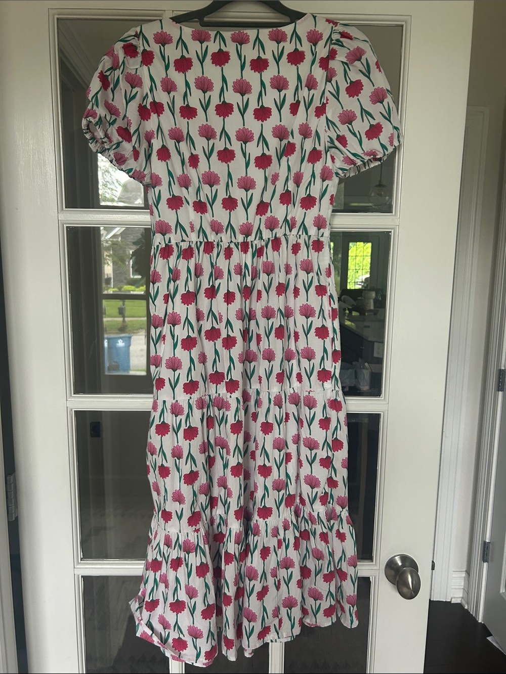 J. Crew White Maxi Dress with Pink Floral Pattern - Picture 4 of 6